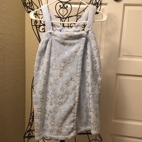 Justice Other - Justice Glittery Star Kids Bathrobe- Light Blue OS